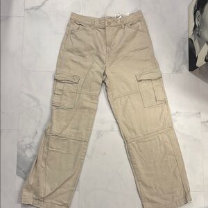 H&M Tan Cargo Pants with Relaxed Fit